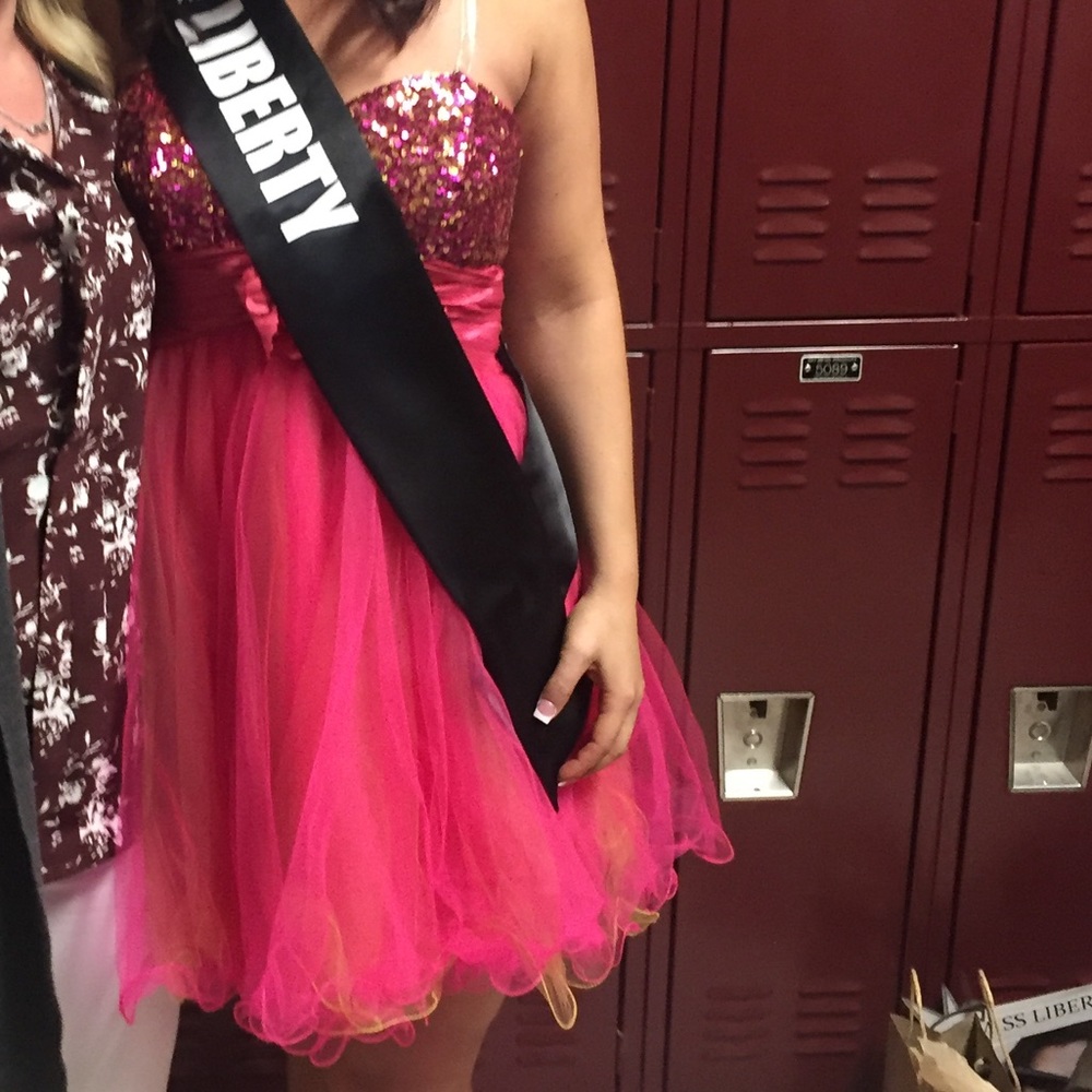 Let’s Fashion strapless, pink cocktail dress